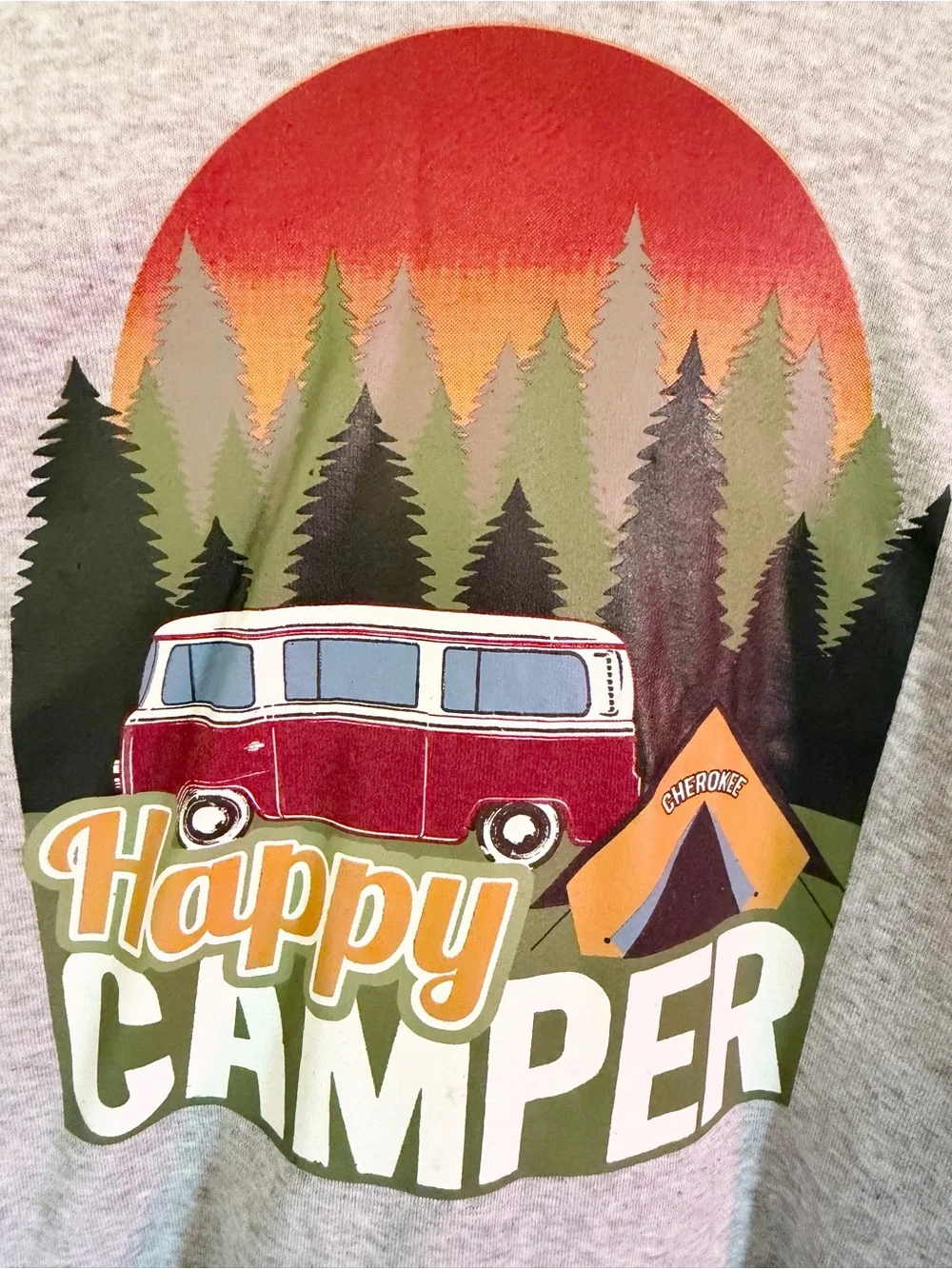 Cherokee Kids Coral and Gray 'Happy Camper' Hooded Sweatshirt