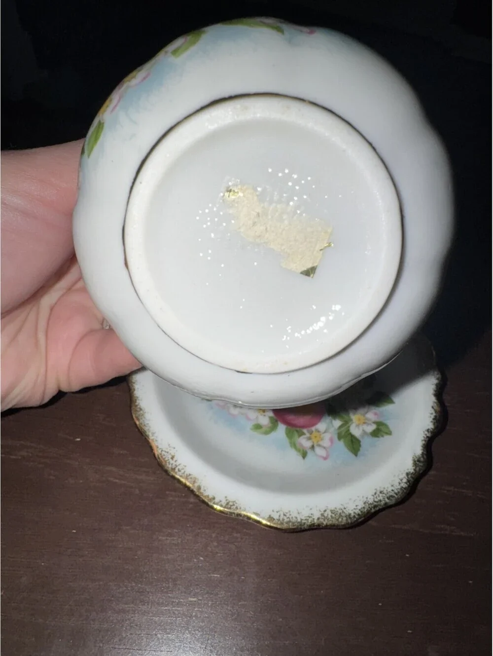 Vintage Japan HOMCO Small Porcelain Pitcher Creamer and Saucer Gold Trim Floral