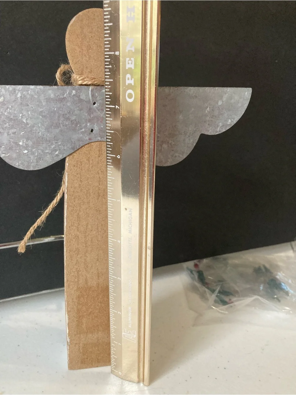 Rustic White Wooden Angel Decor with Button Accent