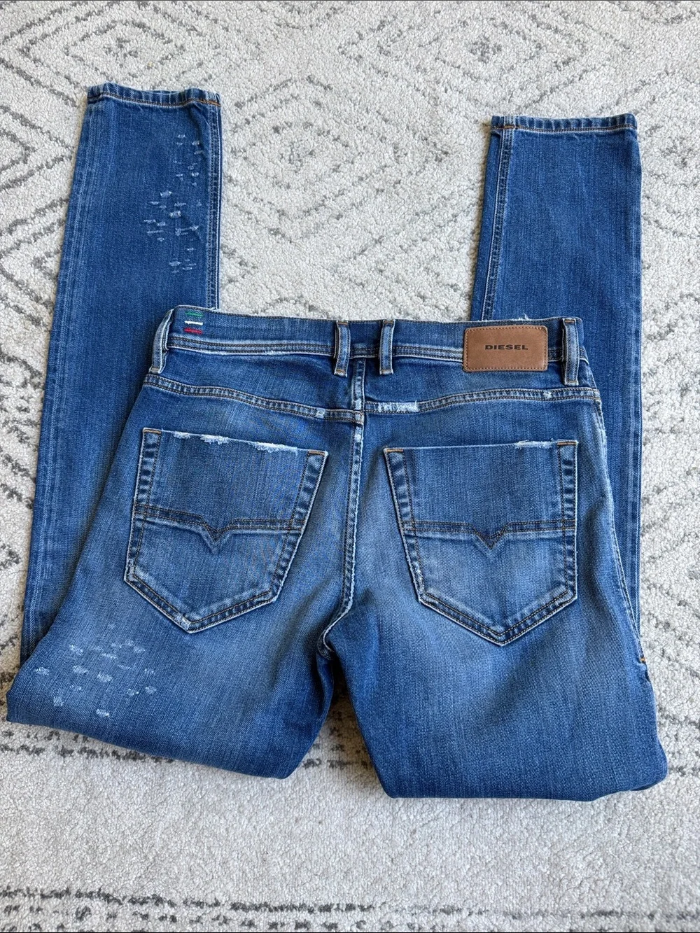 Diesel Tepphar 29x30 Jeans Men’s Blue Slim Carrot Stretch 084XU measure 30x30