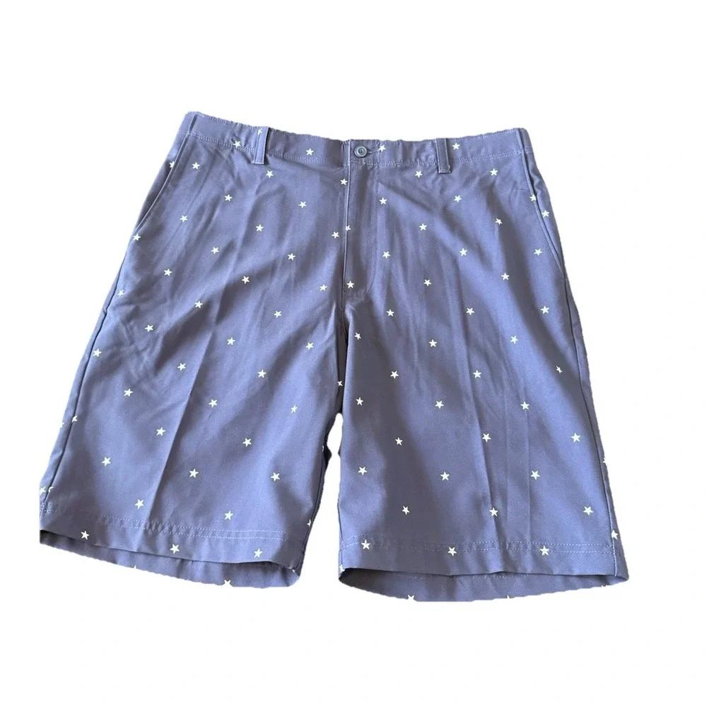 Golf America Men's Golf Shorts Size 34 Blue Star Print Flat Performance NWT