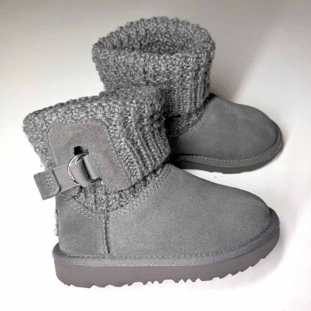 UGG Australia Kids Classic Solene Mini  Boots  Gray Size- 9