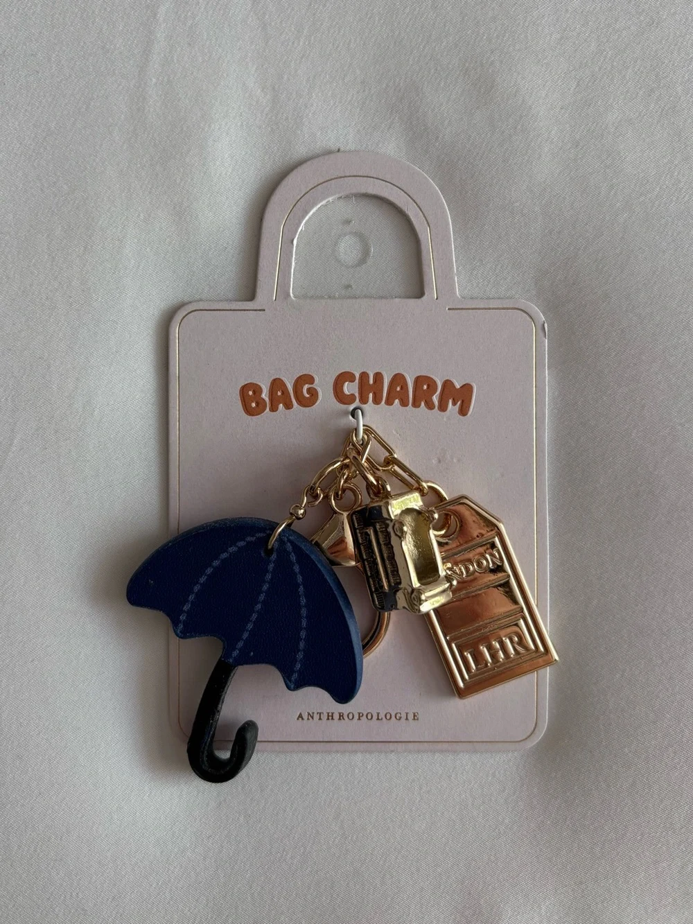 NEW Anthropologie London Umbrella Bag Charm Keychain