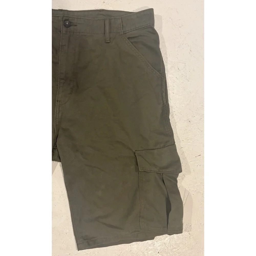 Levis Cargo Shorts Mens 38x12 Khaki Olive Green Pockets Workwear