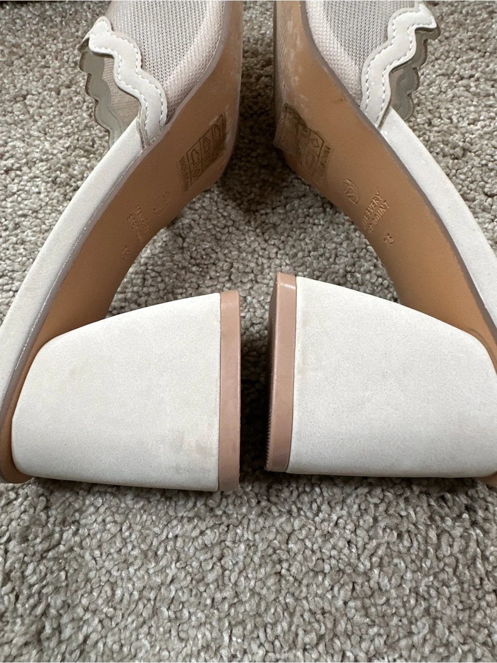 Oasis Society The Trina Scalloped Mesh Block Heel Vegan Leather Size 7.5 $42