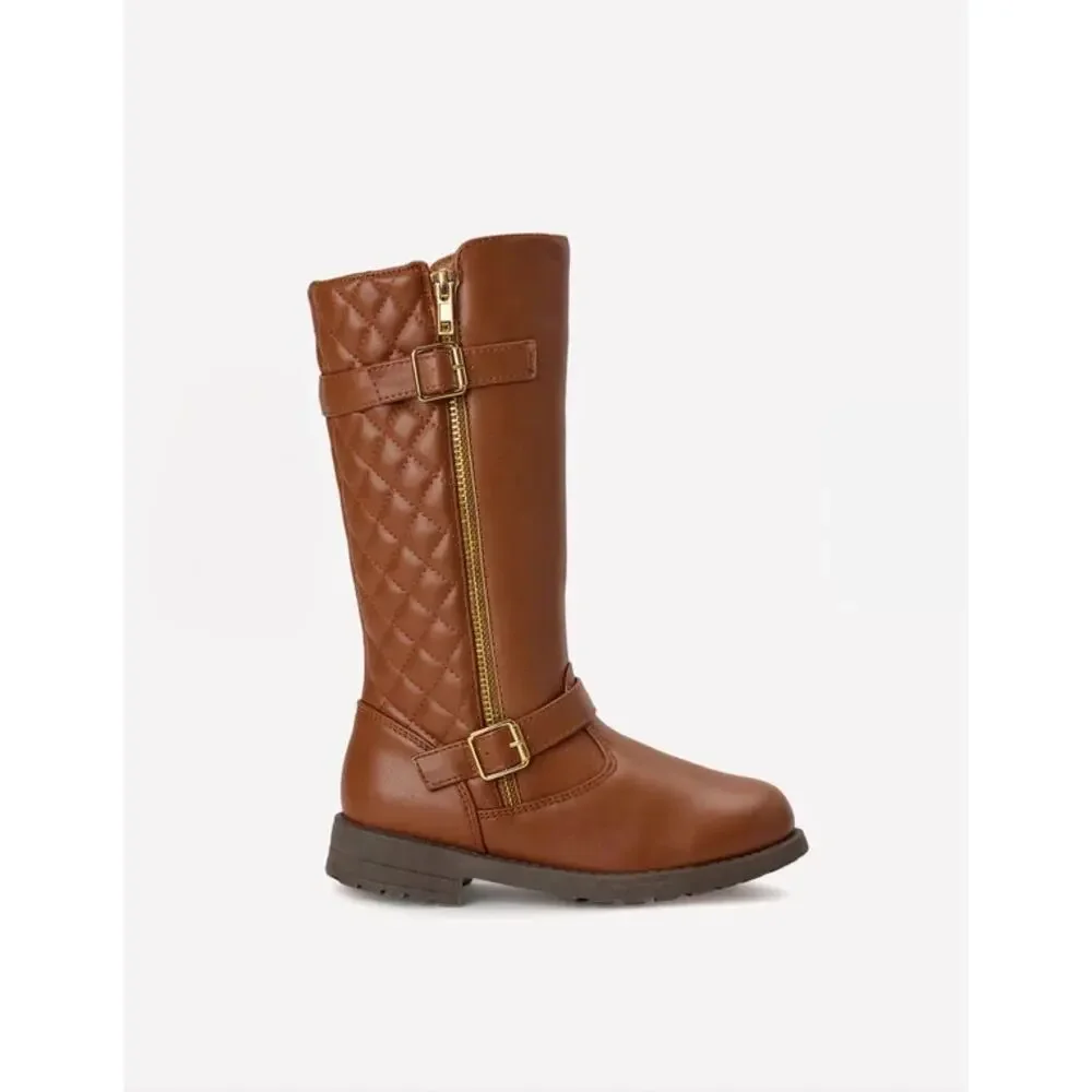FabKids Brown Quilted Moto Boots Girls Size 3
