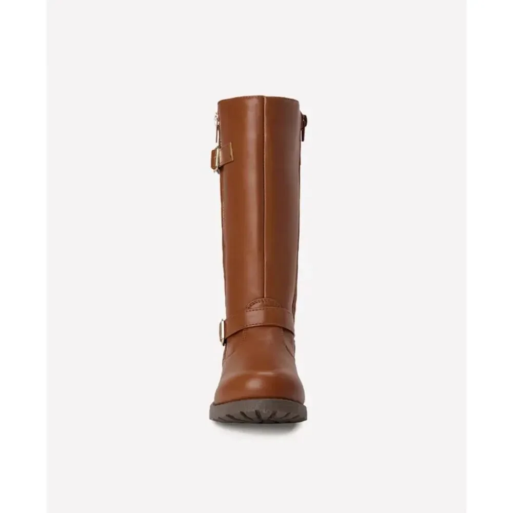 FabKids Brown Quilted Moto Boots Girls Size 3