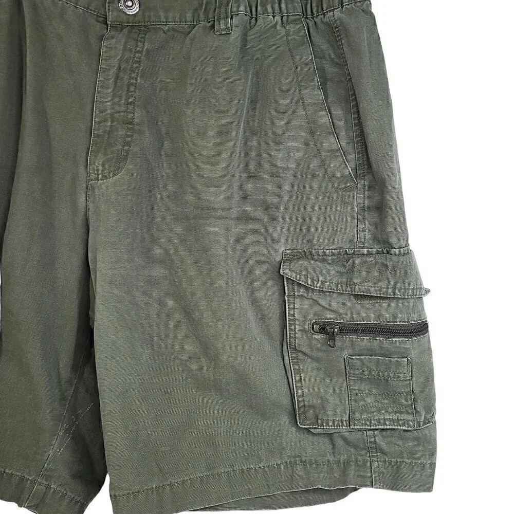 Vintage Columbia XCO Olive Green Cargo Hiking Shorts Flat Front Outdoor 36x9