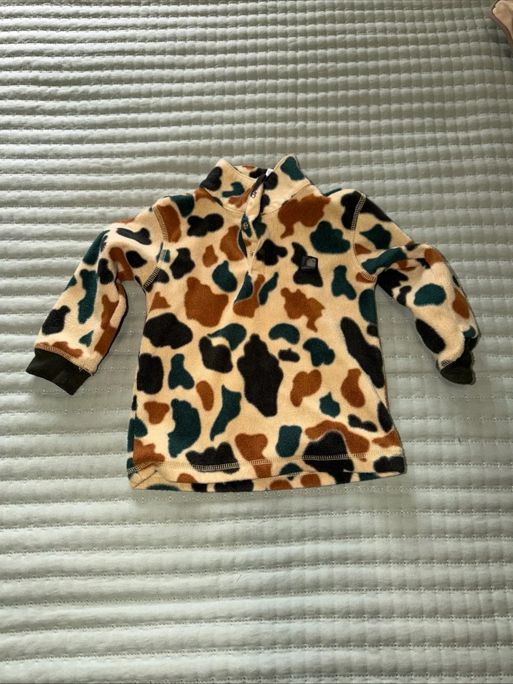 Carhartt Pullover Boys 18M Duck Camo Fleece 1/4 Zip Mock Neck Logo Sweatshirt