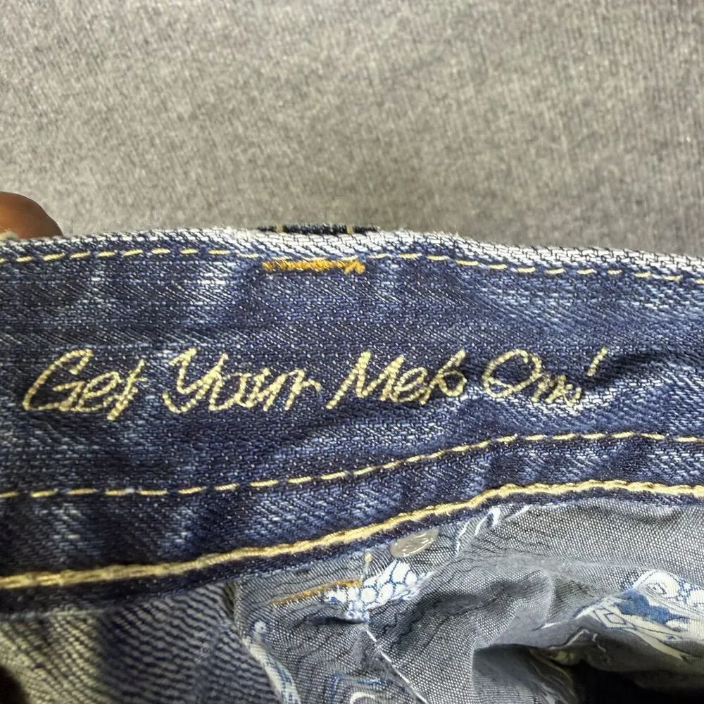 MEK Denim Mens Henderson Jeans 31x32 Straight Leg Medium Wash Button Fly