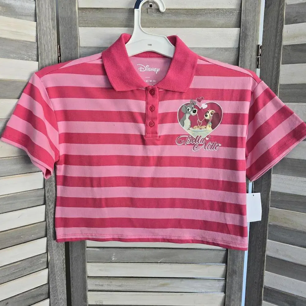 Lady & The Tramp Cropped Printed Polo Top | Disney | Medium (8)