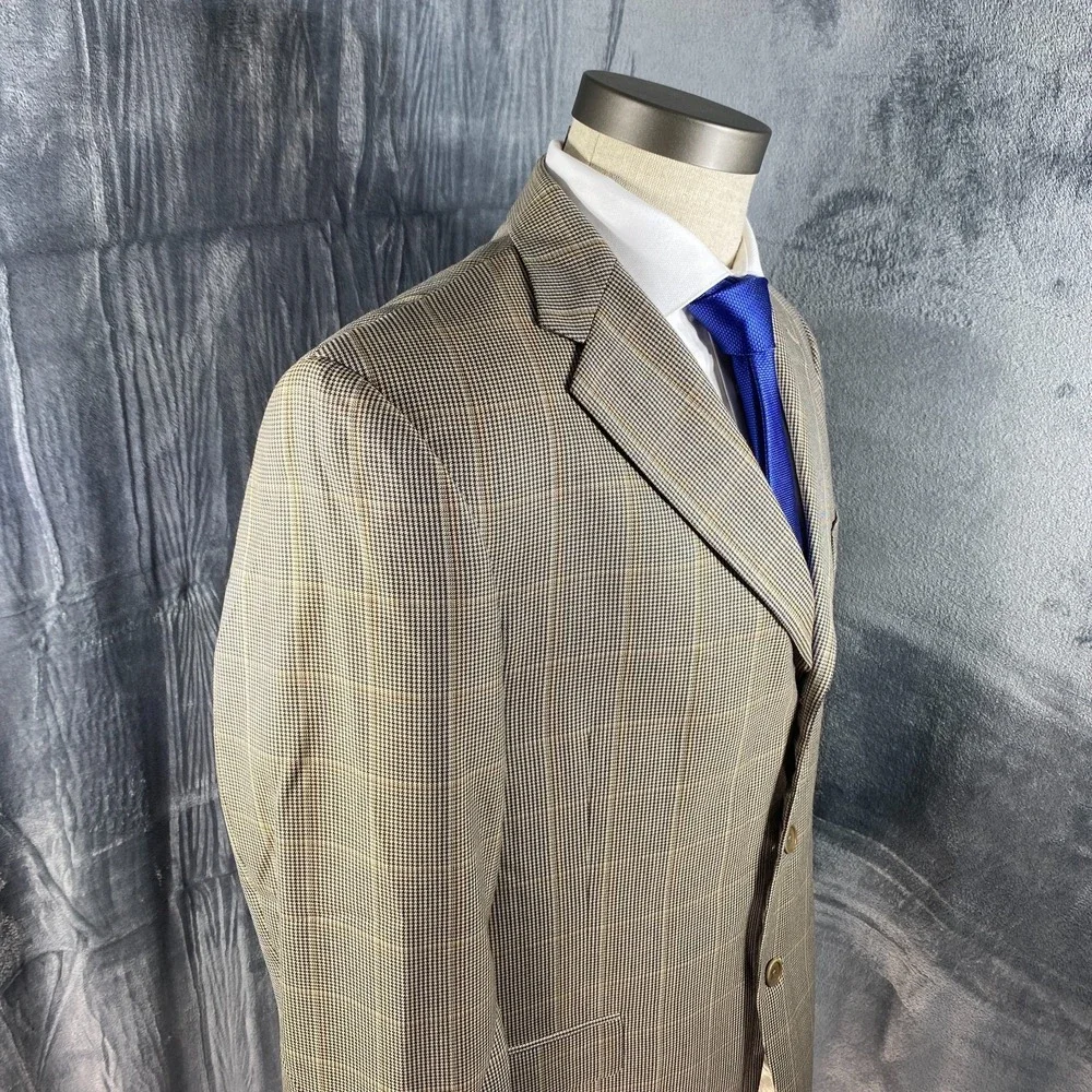 Daniel Cremieux Blazer Mens 44R 3 Button Wool Suit Jacket Windowpane Houndstooth