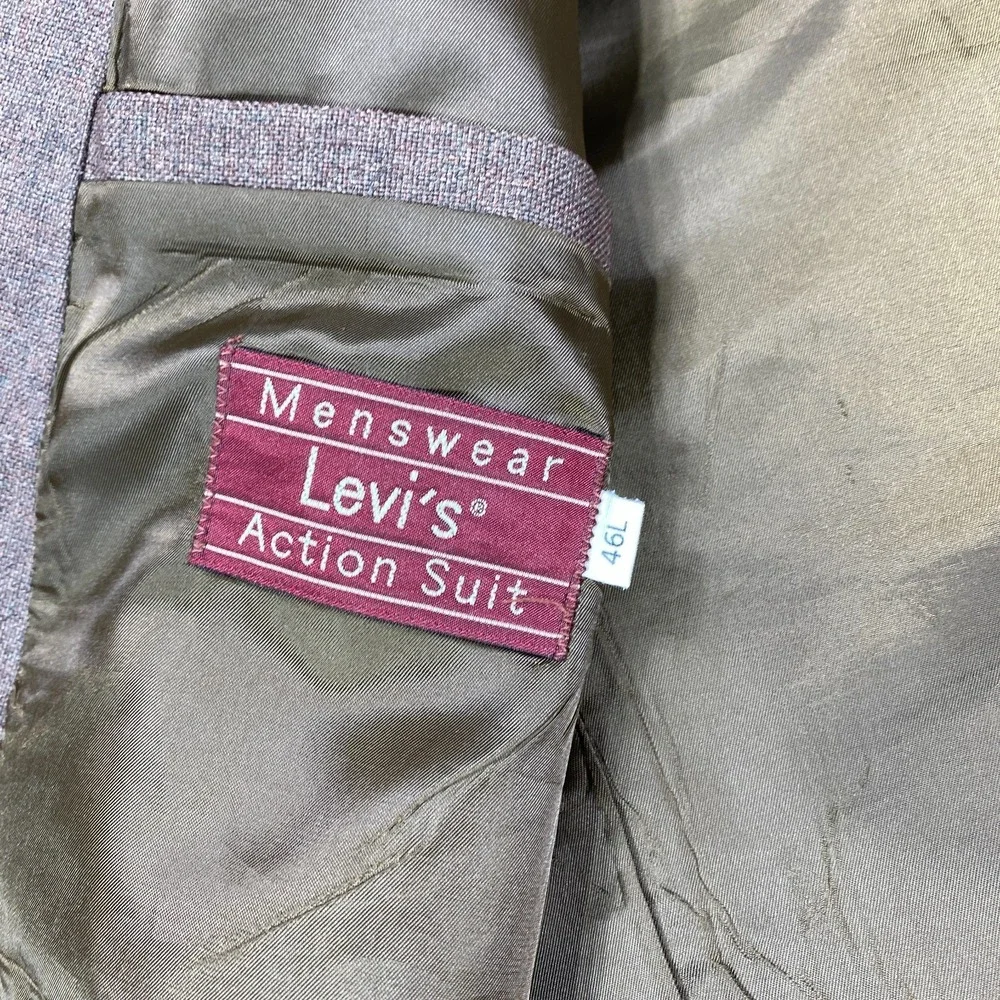Vintage Levis Action Blazer Jacket Men 46L Brown 80s Classic Ivy Sport Coat Suit