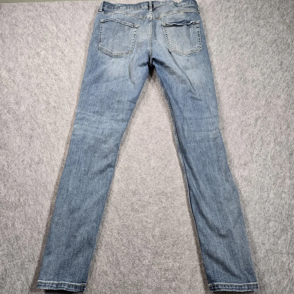 Topman Stretch Skinny Jeans Mens 34x32 (tag 36x34) Blue Distressed Stretch Denim