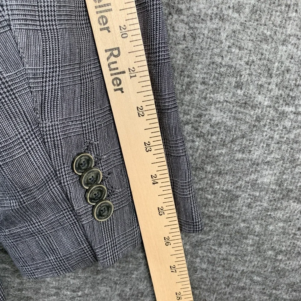 Joseph Abboud Linen Blazer Jacket Men XL Gray Glen Check Sport Coat Elbow Patch