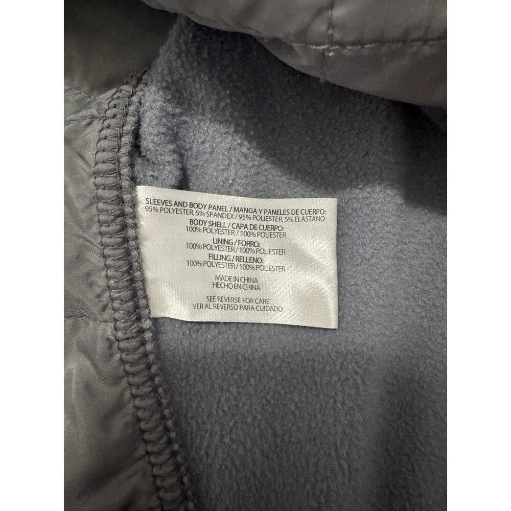 Orvis Mens Medium Hybrid Mixed Media Jacket Gray Puffer Fleece Full Zip Flaws