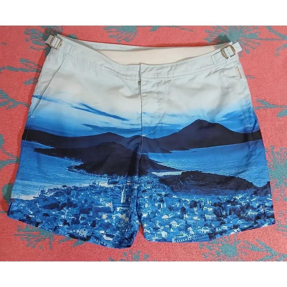 Orlebar brown mens 32 beach shorts swim trunks blue