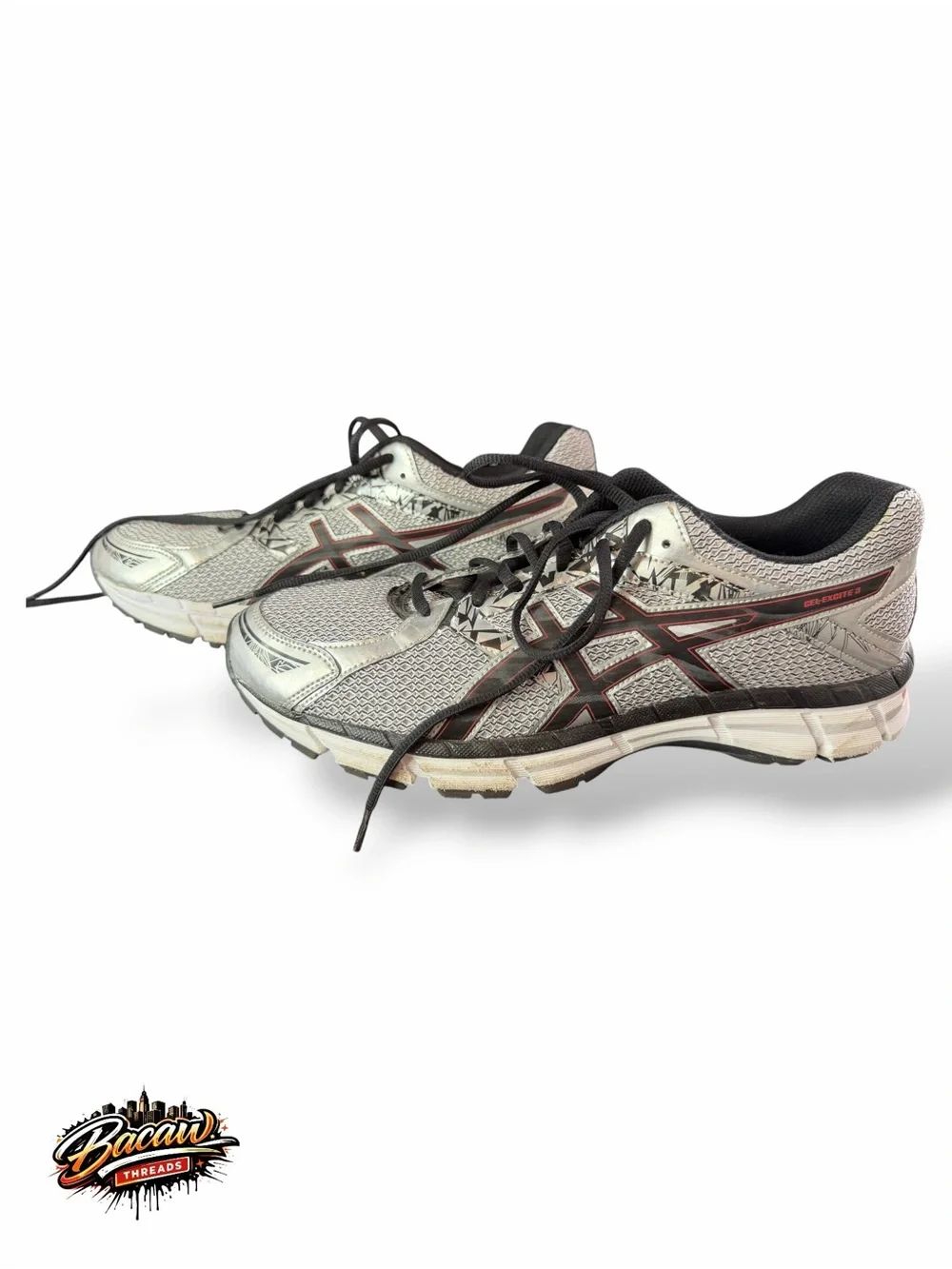 ASICS Gel-Excite 3 men's 11.5 Silver, Black & Red Running Shoes