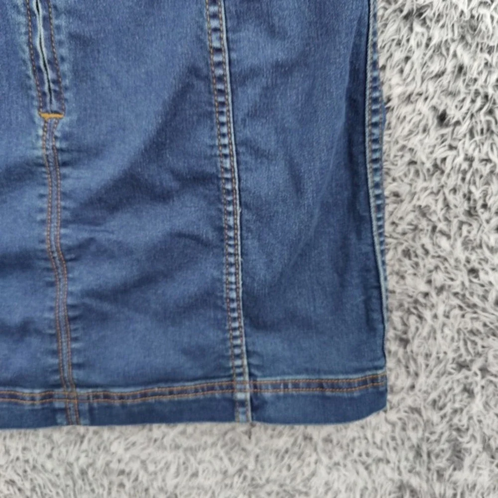 Free People Women Y2K Boho Indie Festival Minimal Denim Mini Skirt 8 Blue Seamed
