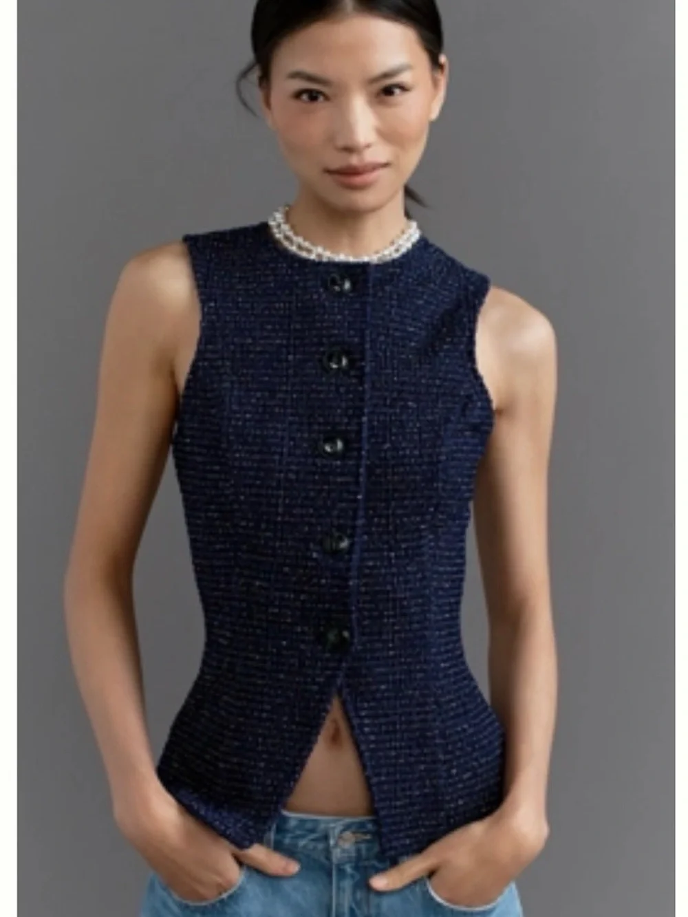 NWT Maeve Tweed Button Front Vest (M) & Matching Colette Cropped Pants (28)