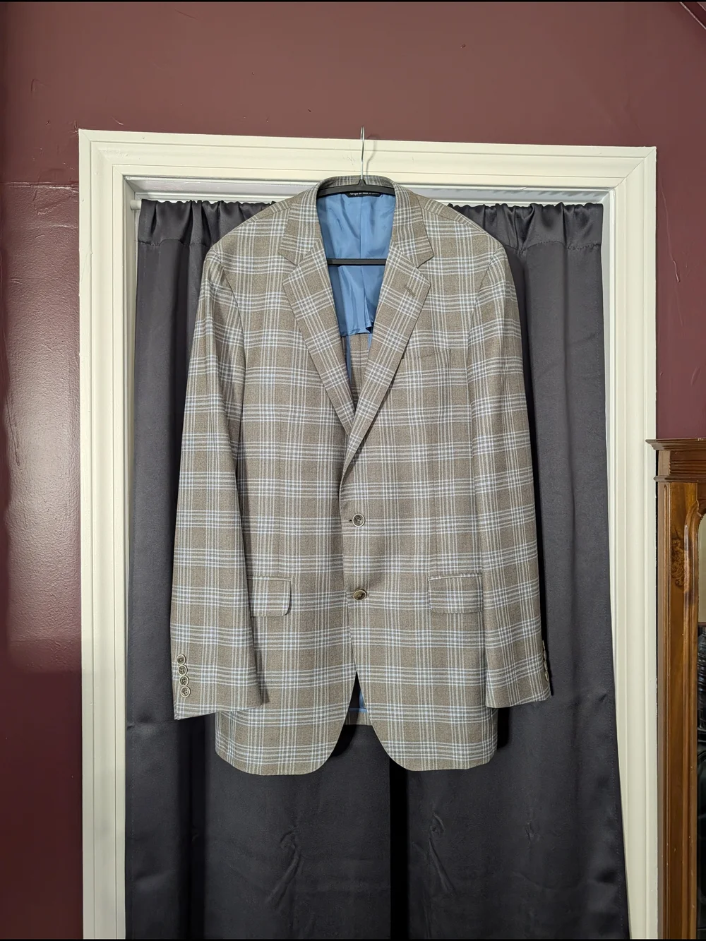 COPPLEY Tessilstrona Silk & Wool Gray/Blue Exploded Plaid Sport Coat 42L