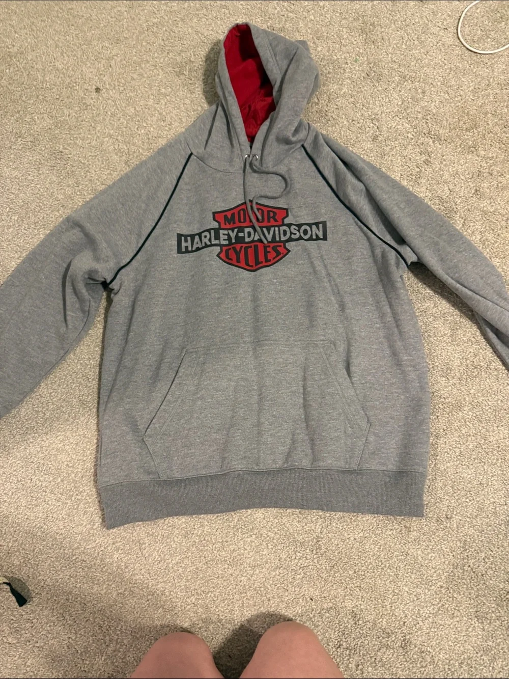 Harley-Davidson Gray Hoodie with Red Hood Lining