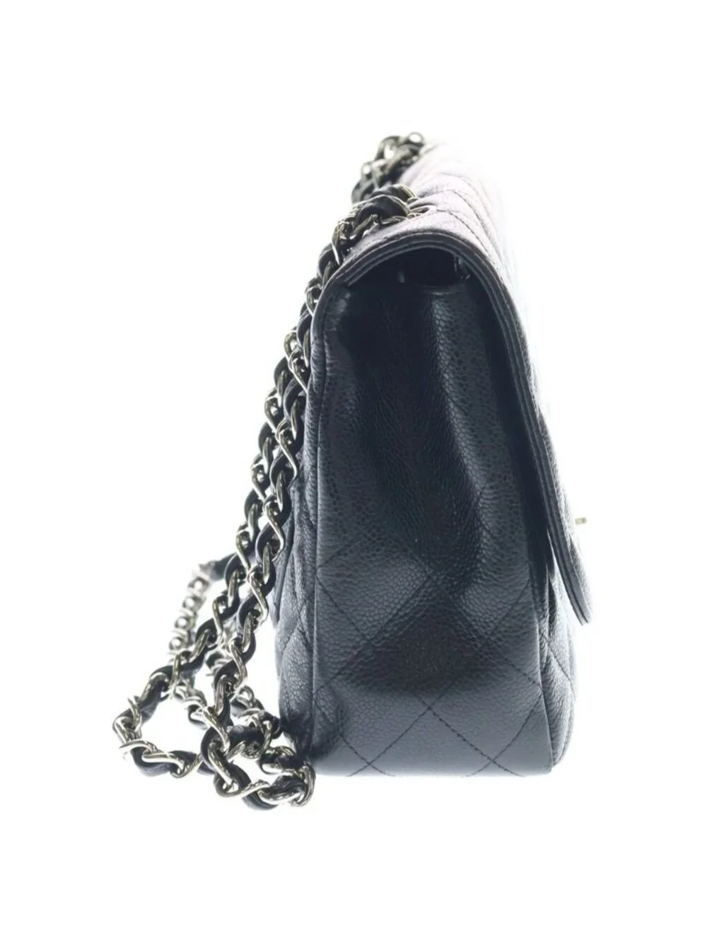 Chanel Maxi Quilted 30 S Flap Chain Shoulder Bag Black Caviar Leather Box Card