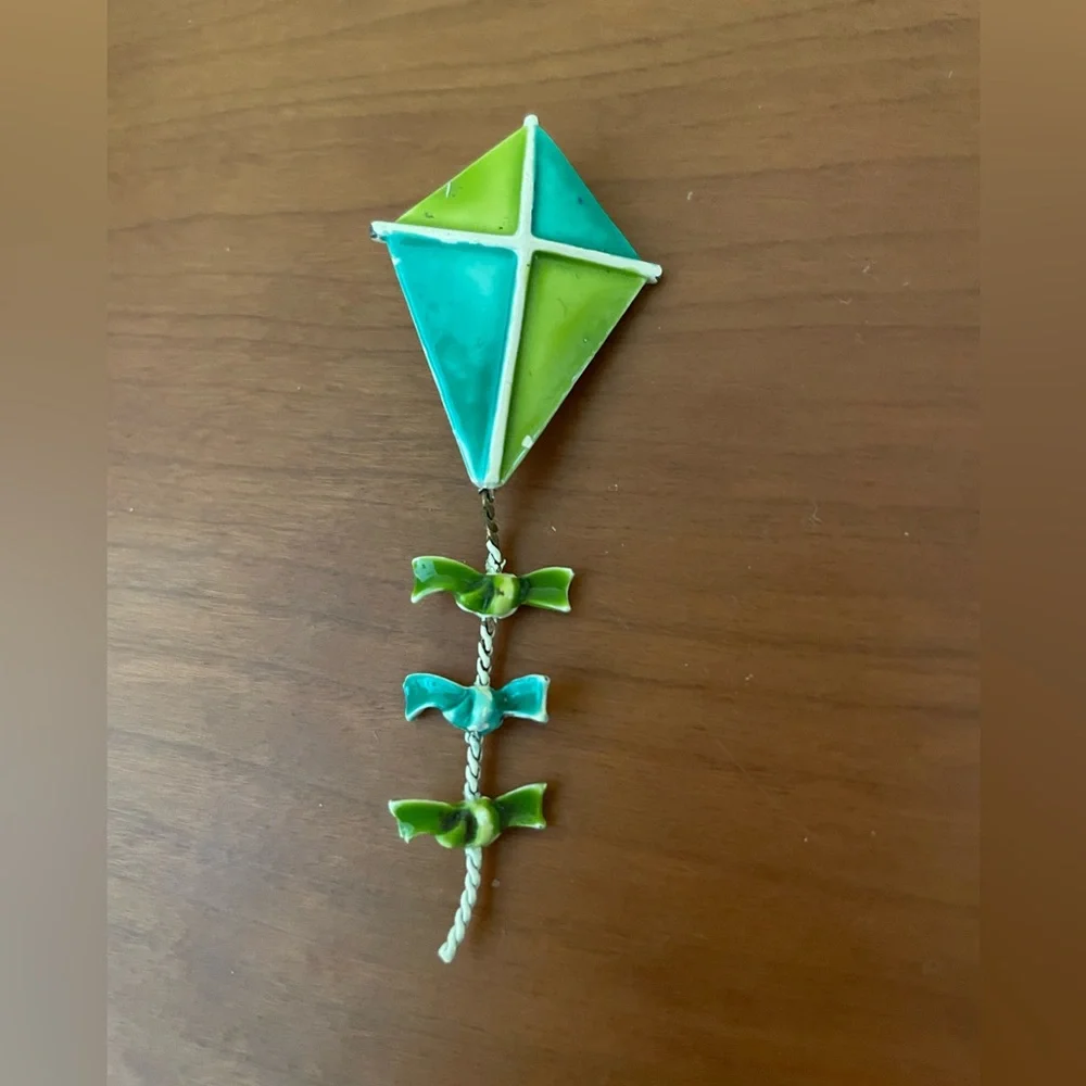Colorful Kite Brooch Vintage Enamel on Metal