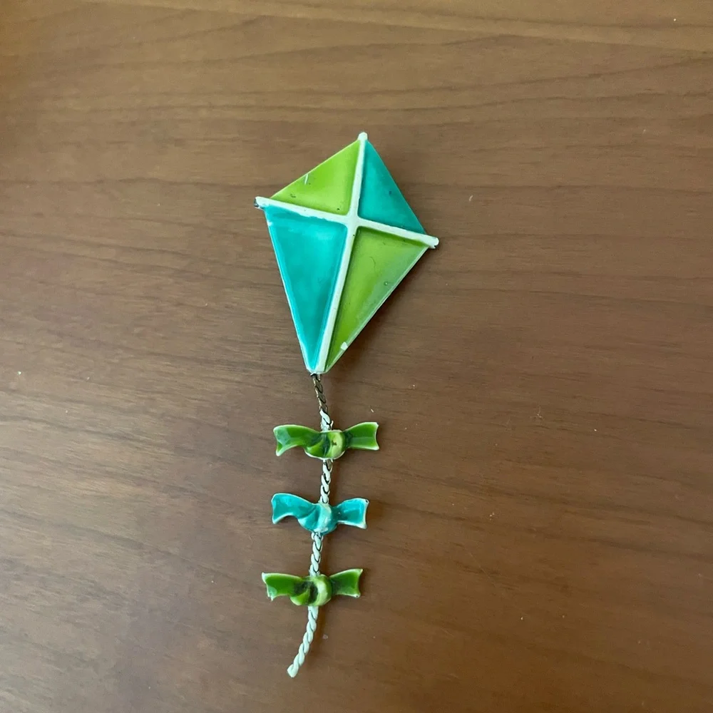 Colorful Kite Brooch Vintage Enamel on Metal