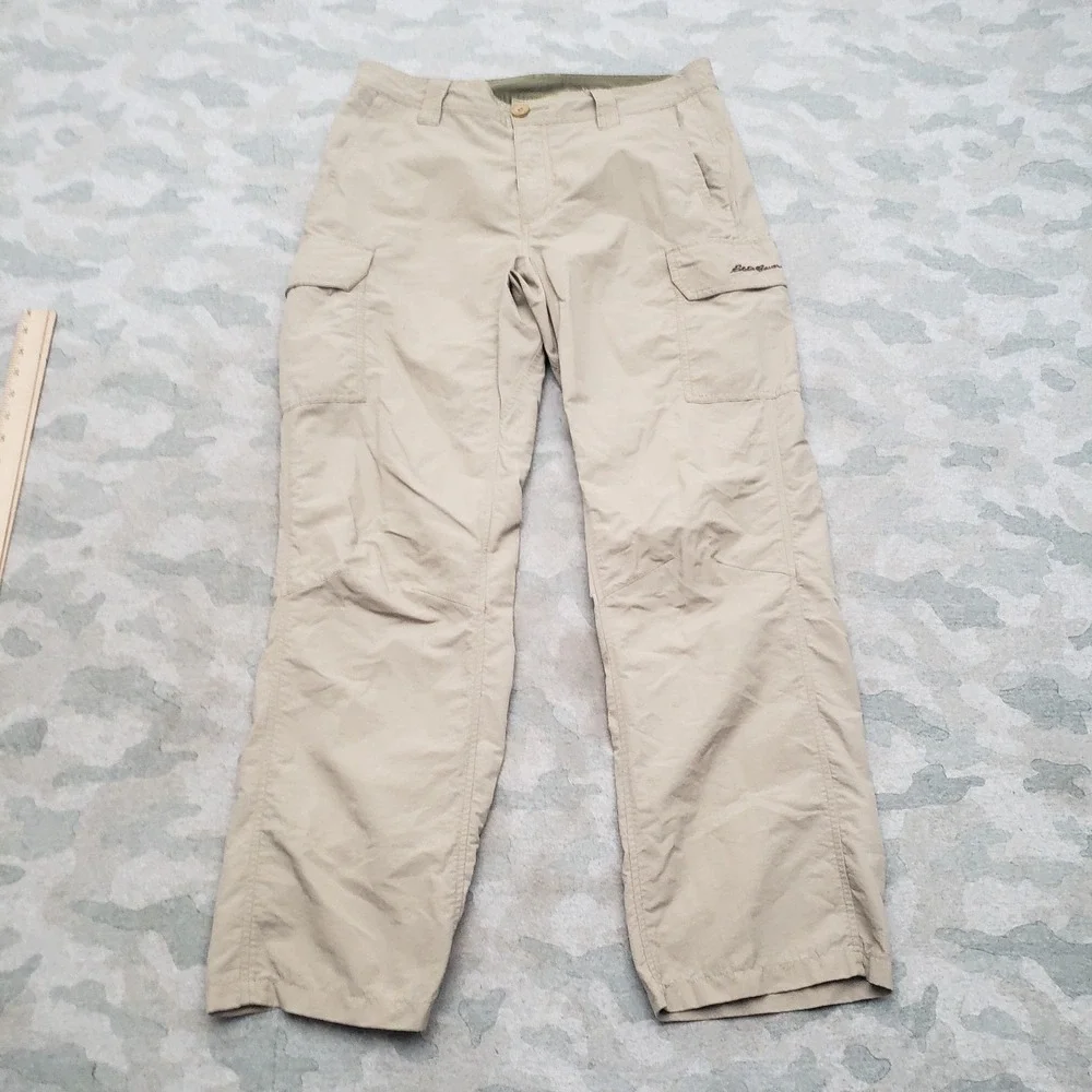 Eddie Bauer Pants Mens 32x32 Tan Cargo Pockets Travex Outdoors Camp Trail Travel