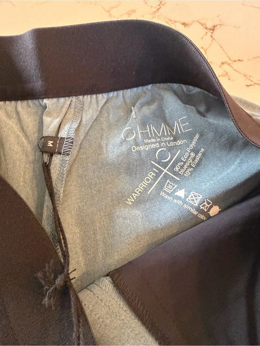 NWT OHMME The Warrior Men's Pilates/Yoga Shorts in Slate Blue Black Waistband MD