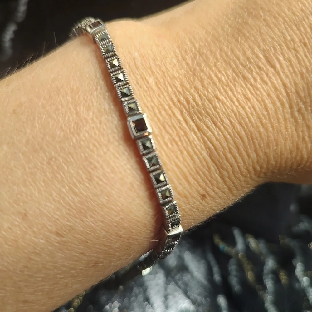 Judith Jack Bracelet Square Sterling Silver Marcasite Bracelet!
