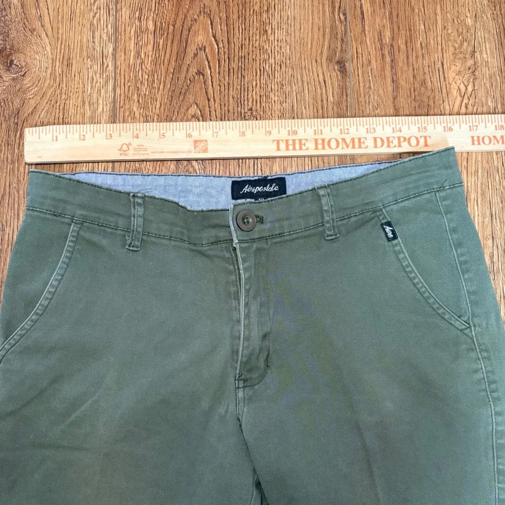 Aeropostale Mens Olive‎ Green Chino Shorts Size 32 Stretch Flat Front Casual