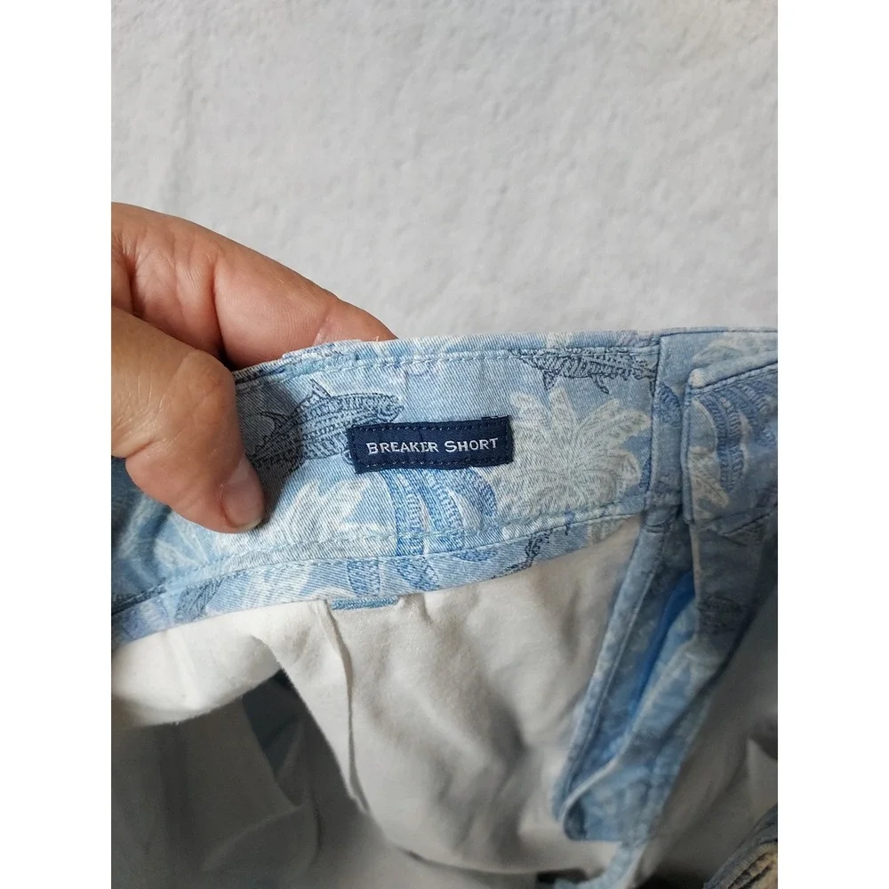 Vineyard Vines Breaker Short Mens 40 Palm Tree Fish Print Blue Preppy STARCHED