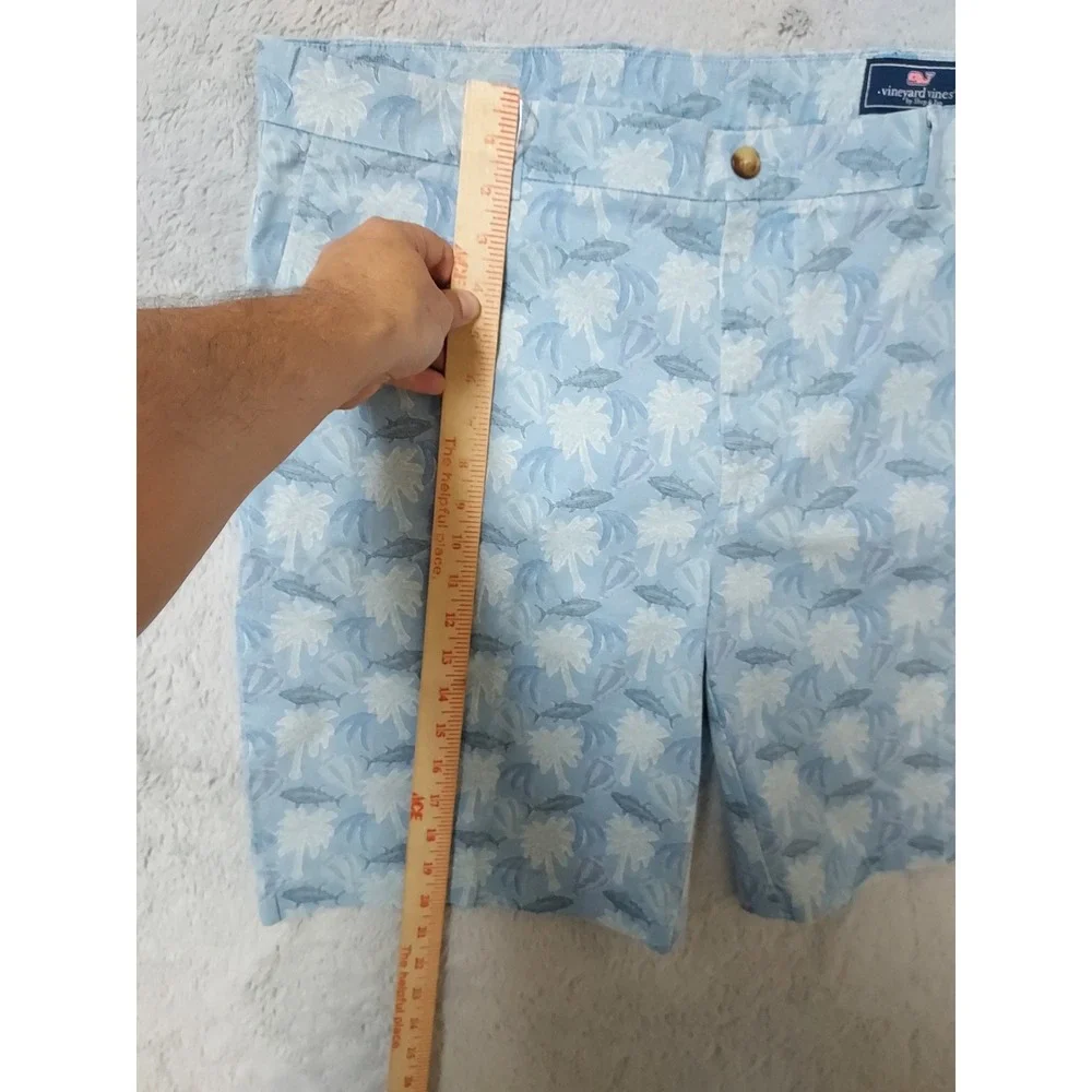 Vineyard Vines Breaker Short Mens 40 Palm Tree Fish Print Blue Preppy STARCHED