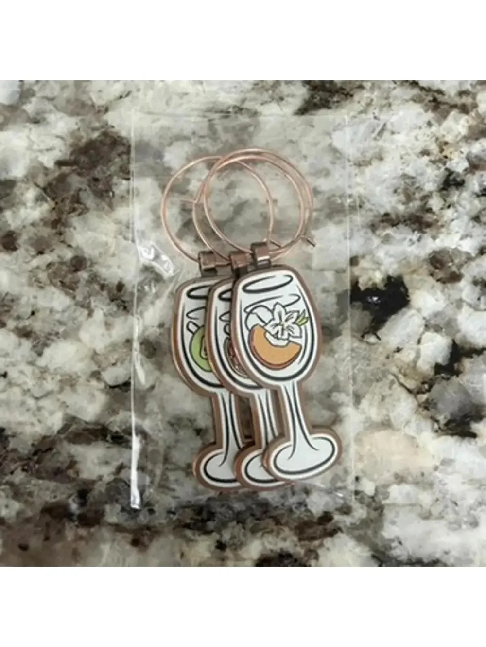 Set of 3 Wine Glass Charms with Fruit Designs Kettle One
