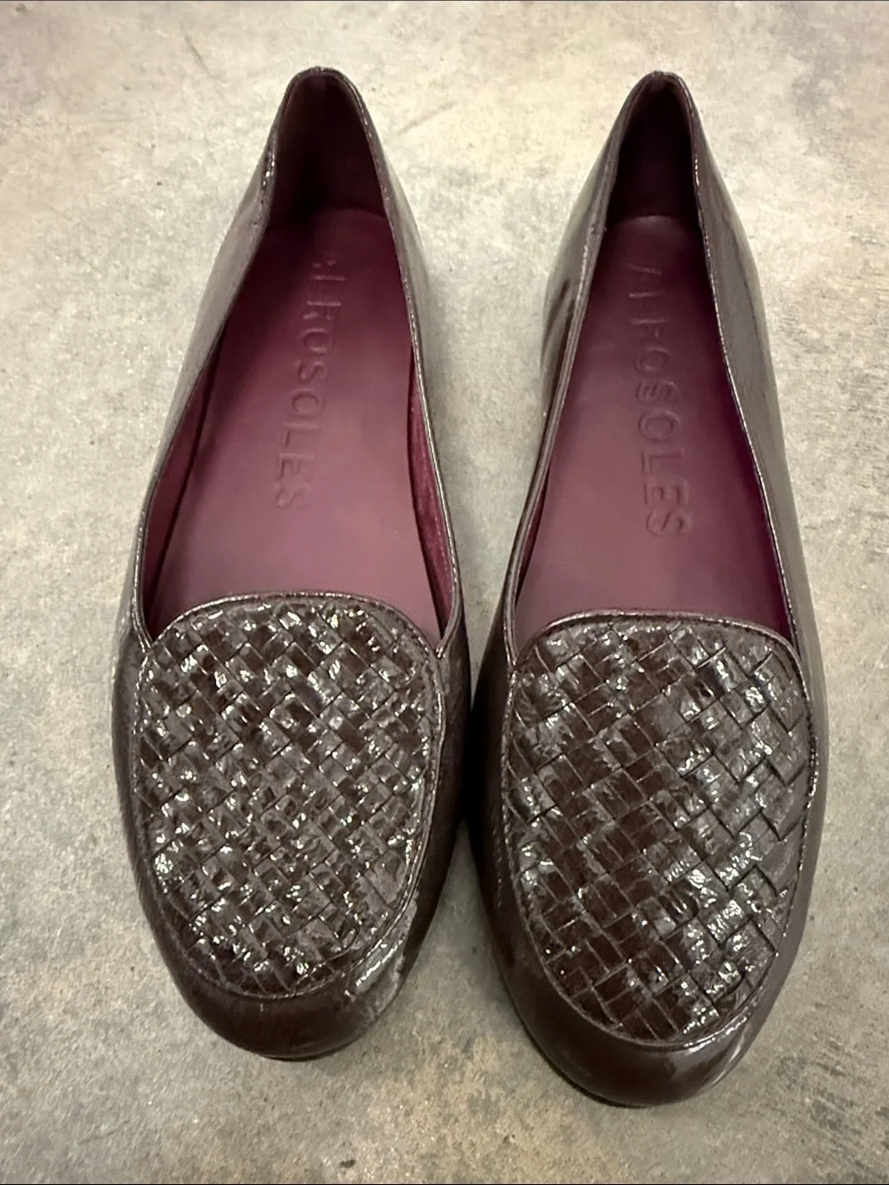 AEROSOLES Woven Leather Loafers in Plum