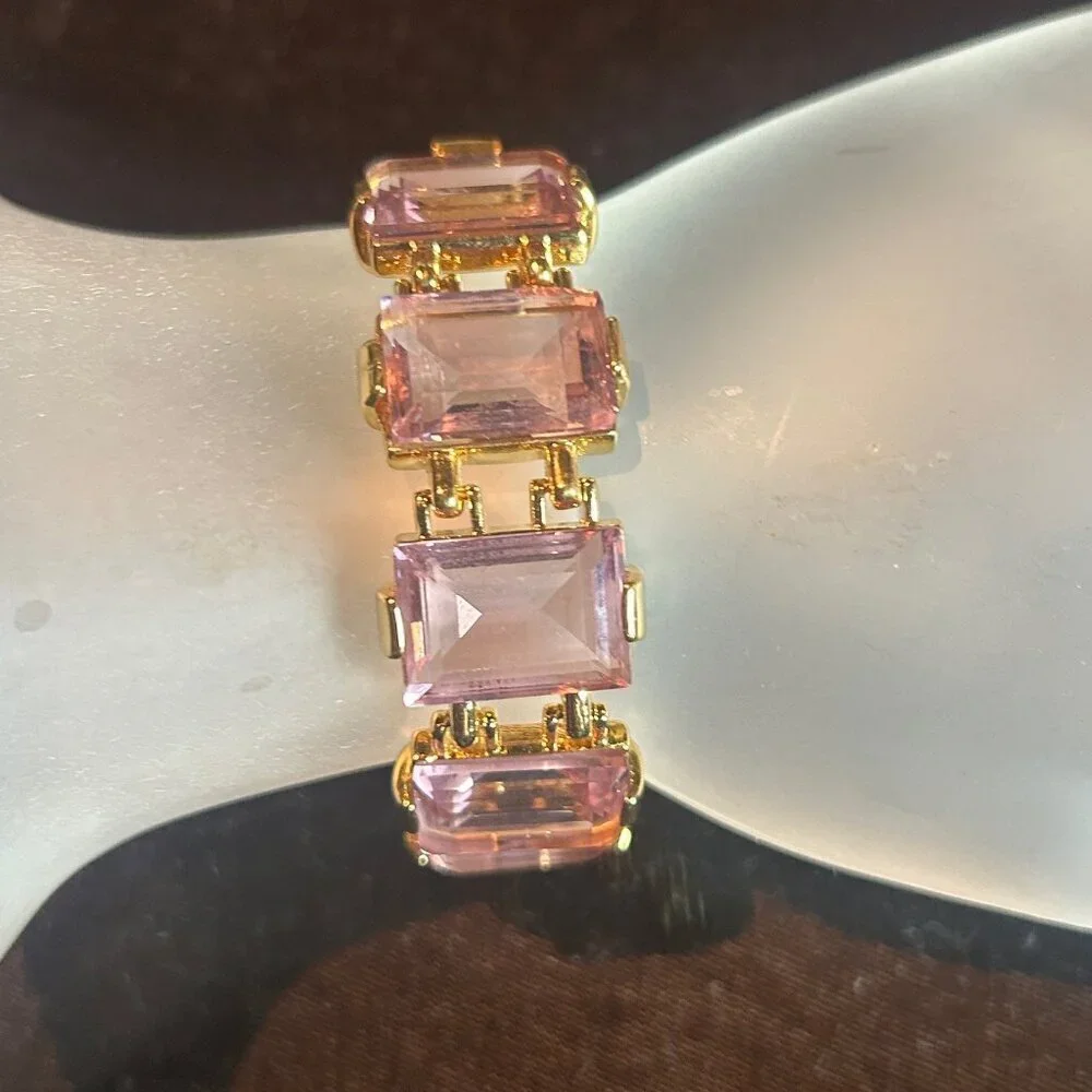 Swarovski Millenia Tennis Bracelet Octagon Cut Amethyst Crystals Signed