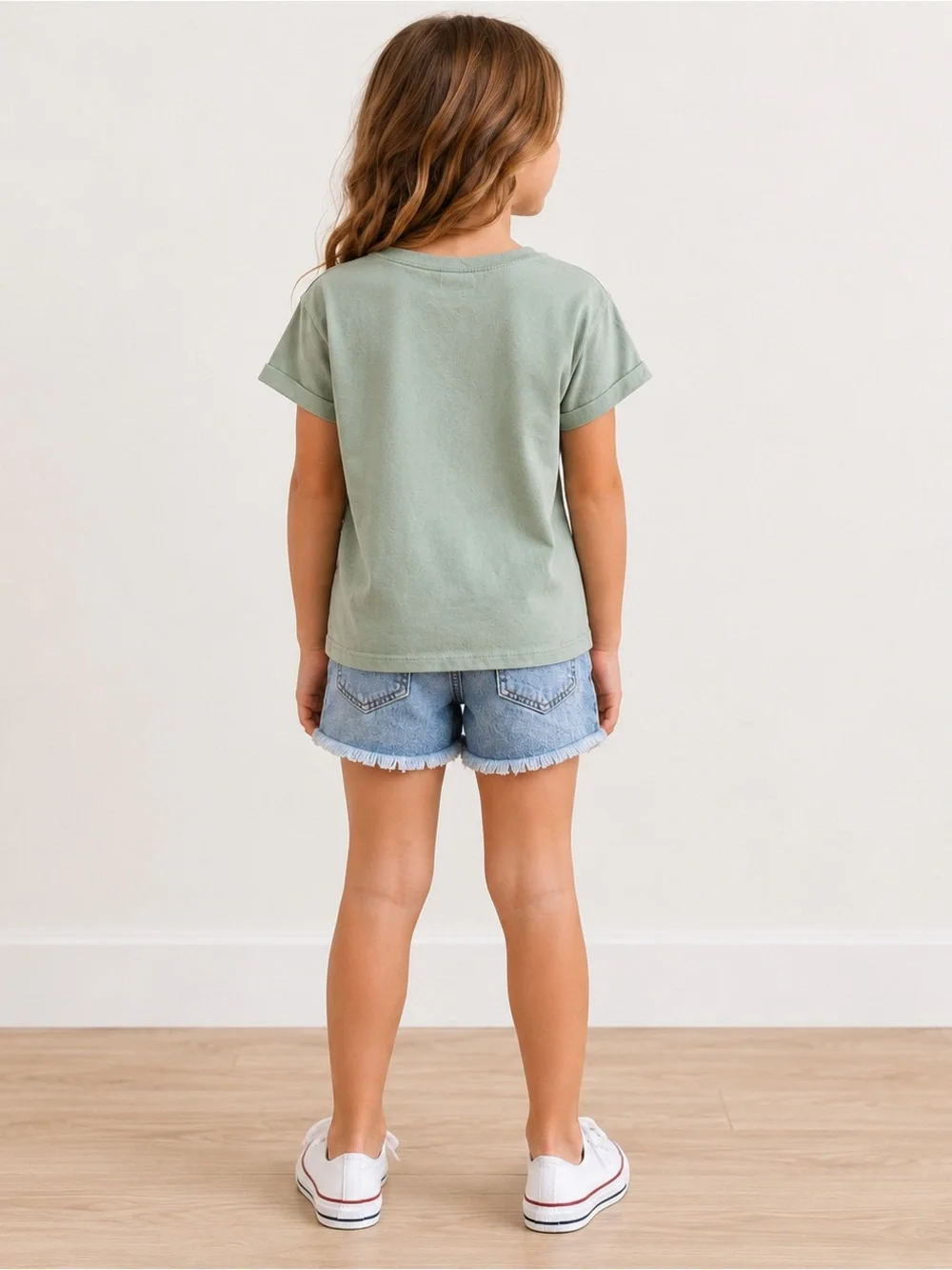 Wonder Nation Green Short Sleeve Tee with Daisy Design