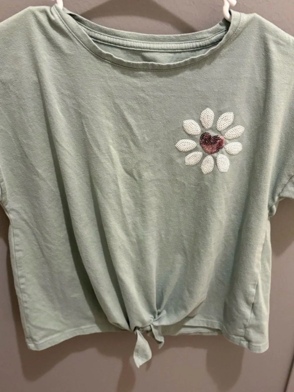 Wonder Nation Green Short Sleeve Tee with Daisy Design