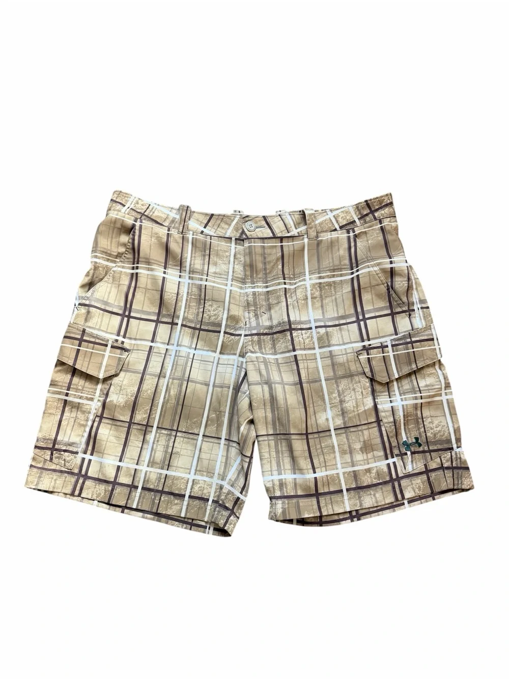 Under Armour Men’s Beige Plaid Cargo Shorts
