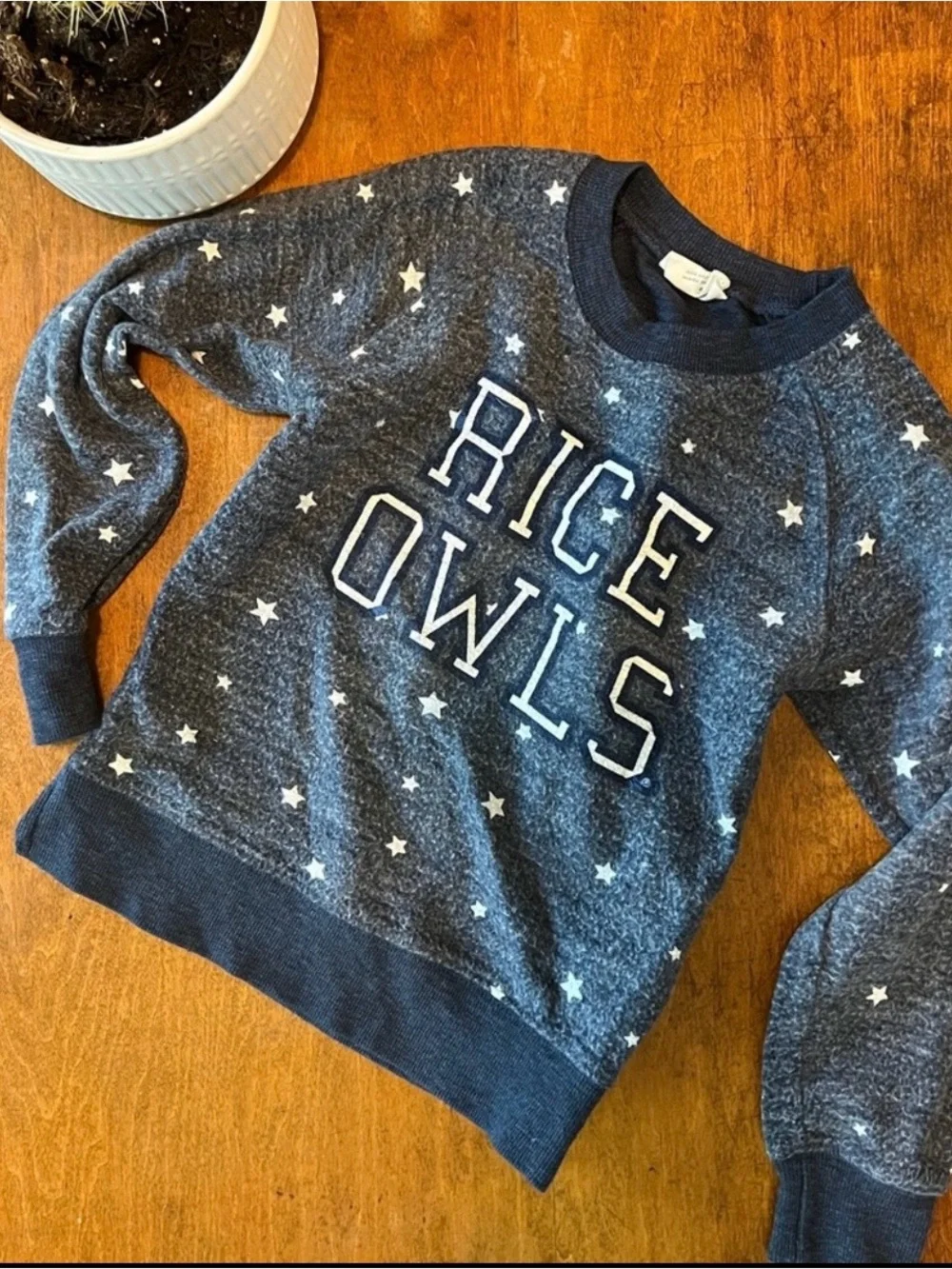 Rice Owls Girls Sweatshirt Star Print Blue Pullover 5T