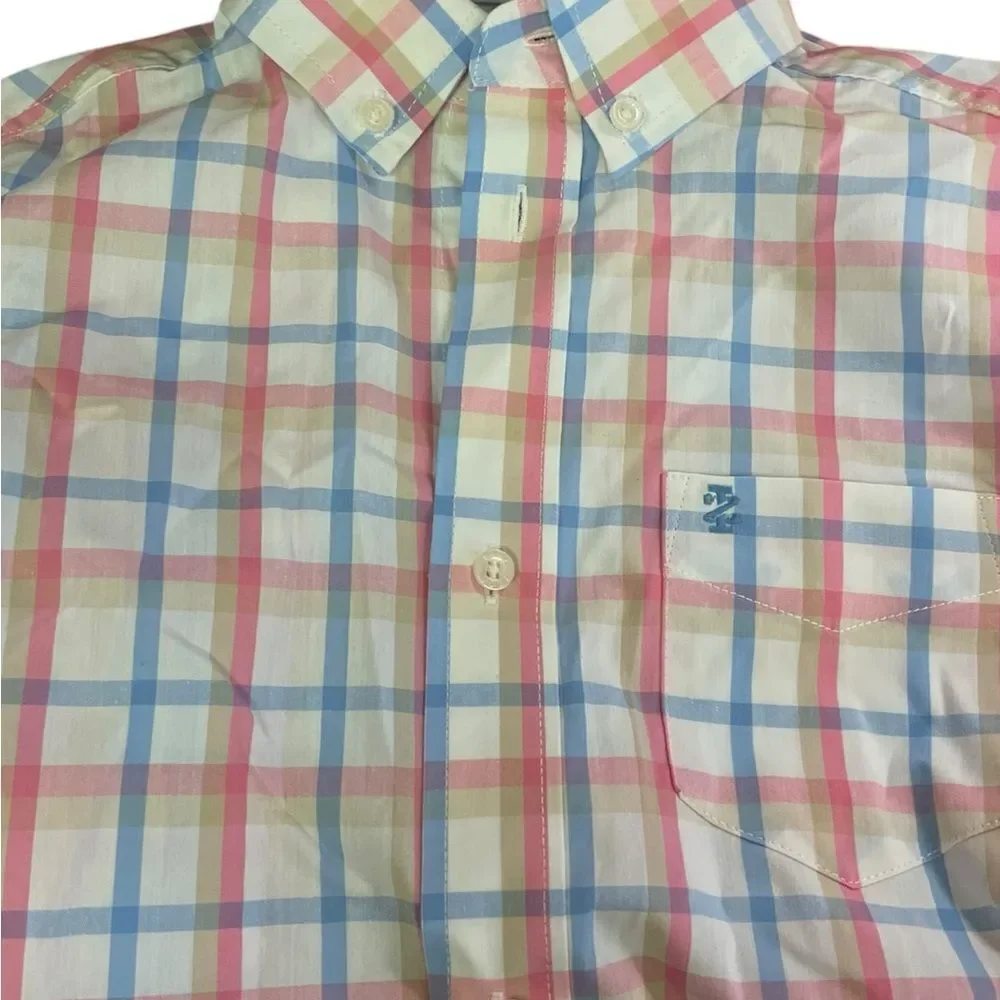 Izod Boy's  Multicolor Plaid Shirt perfect for easter excellent worn once size M