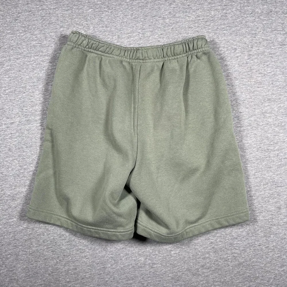The North Face Sweat Shorts Mens S Green Cotton Blend Fleece Drawstring 8in