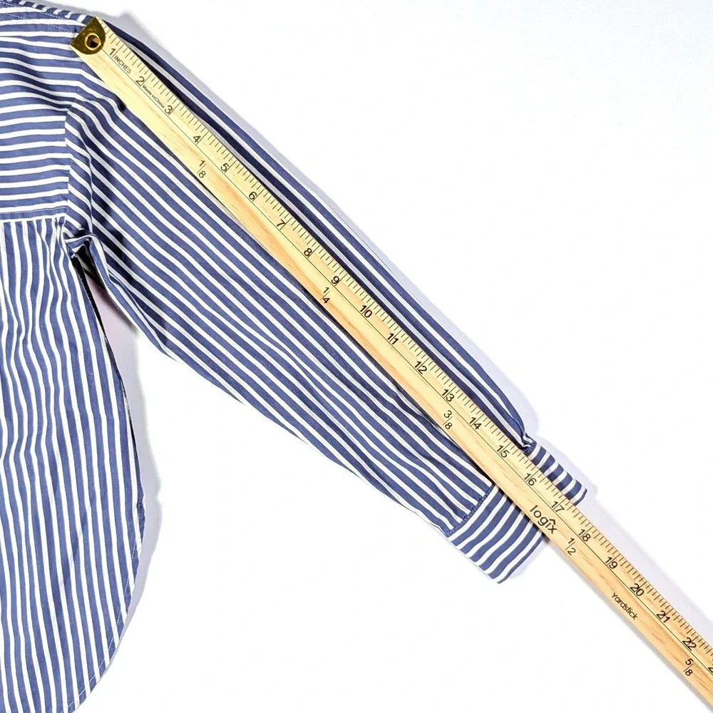 Reiss Danica Striped Cotton Shirt Blue Kids Button Down High Low Size 9-10Y