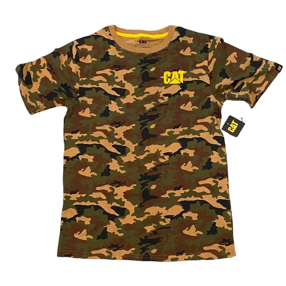 Caterpillar tractor NWT Camo logo boys shirt tee shirt t-shirt L 14/16