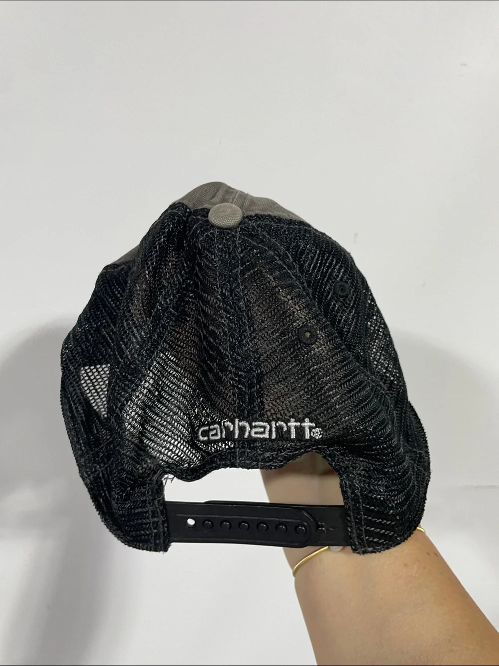 Carhartt Olive Trucker Cap with Yellow Logo Patch