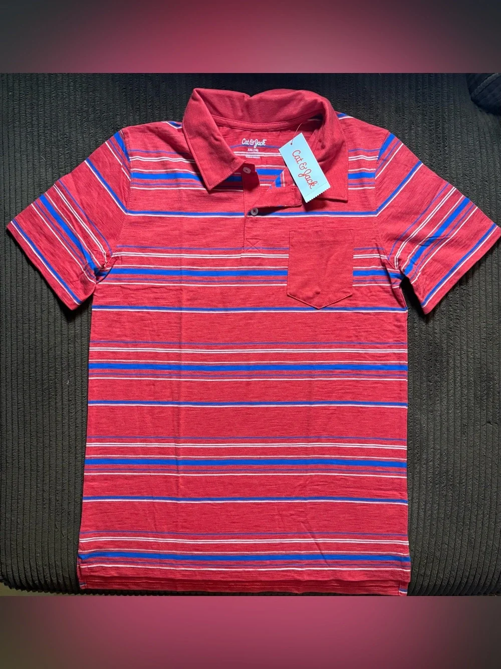 NWT Cat & Jack Red Striped Polo Shirt