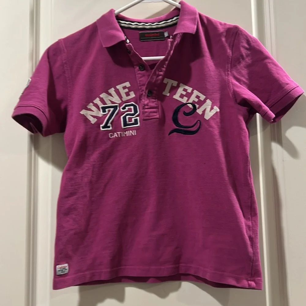 Catimini kids embroider Graphic 1/4 button down Polo Shirt short sleeve size 10