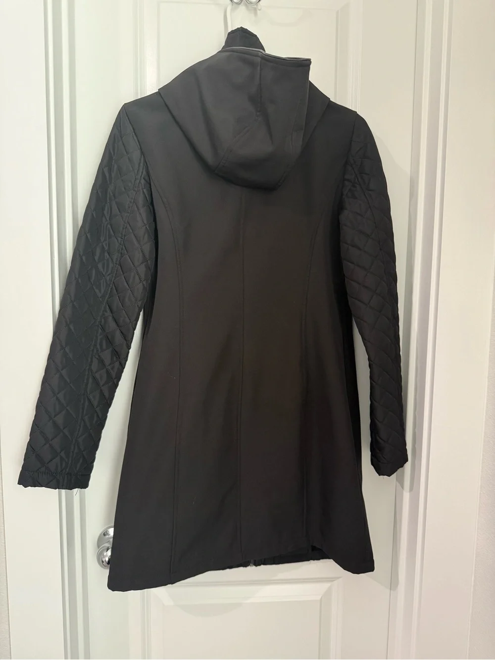 Michael Michael Kors Black Hooded Softshell Coat Quilted Zip Jacket Women's XS